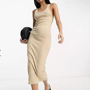🛍ASOS DESIGN ribbed scoop neck slim fit sleeveless dress, Size 0, EUC